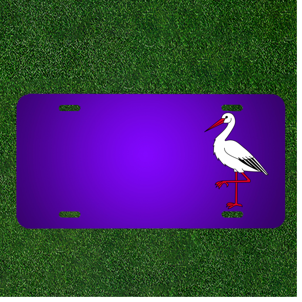 Custom Personalized License Plate with Names on Long-Legged Ibis Bird Design
