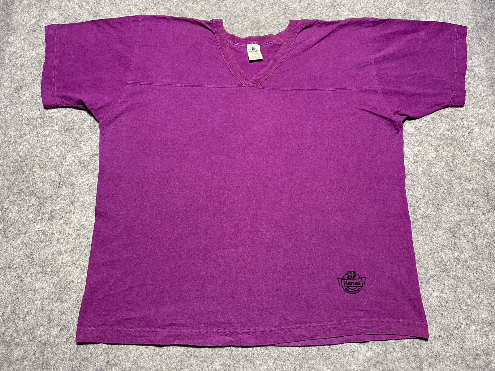 ALTRA Camicia vintage HANES OTHER WEAR viola scollo a V cotone sbiadito BOXY XL anni 90