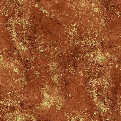 Hoffman - Blue Jay Song - Brilliance Texture W/ Metallic Gold - Rust, Fabric BTY