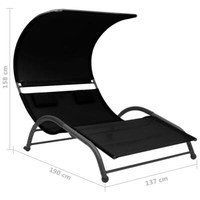 Doppel Sonnenliege Gartenliege Relaxliege Doppelliege + Kissen Textilene Schwarz