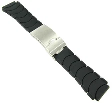 20mm Milano Black Rubber Stainless Steel Fold Over Buckle Safety Watch Band