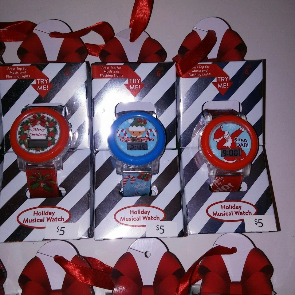 Juego de 8 Relojes de Navidad Bolsas de Regalo de Vacaciones Medias Rellenos Música Varios Foto 4 de 4