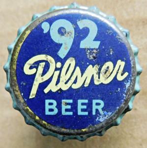 '92 PILSNER unused cork beer bottle cap 1934-1936 Oertel Brewing Louisville KY