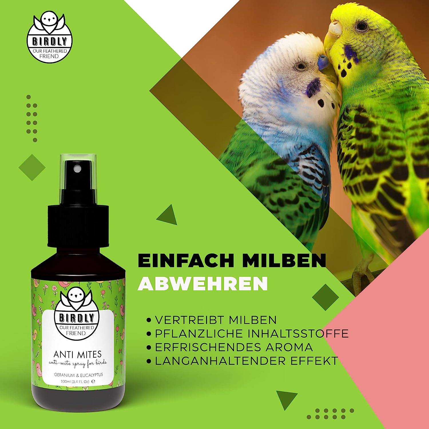 Birdly Bird Mite Spray Bird Mite Treatment for Budgie Cage & Parrot