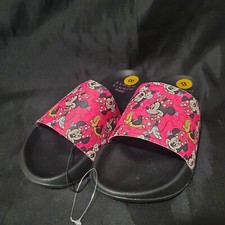 Disney Minnie Mouse women's slide sandals 8 black pink