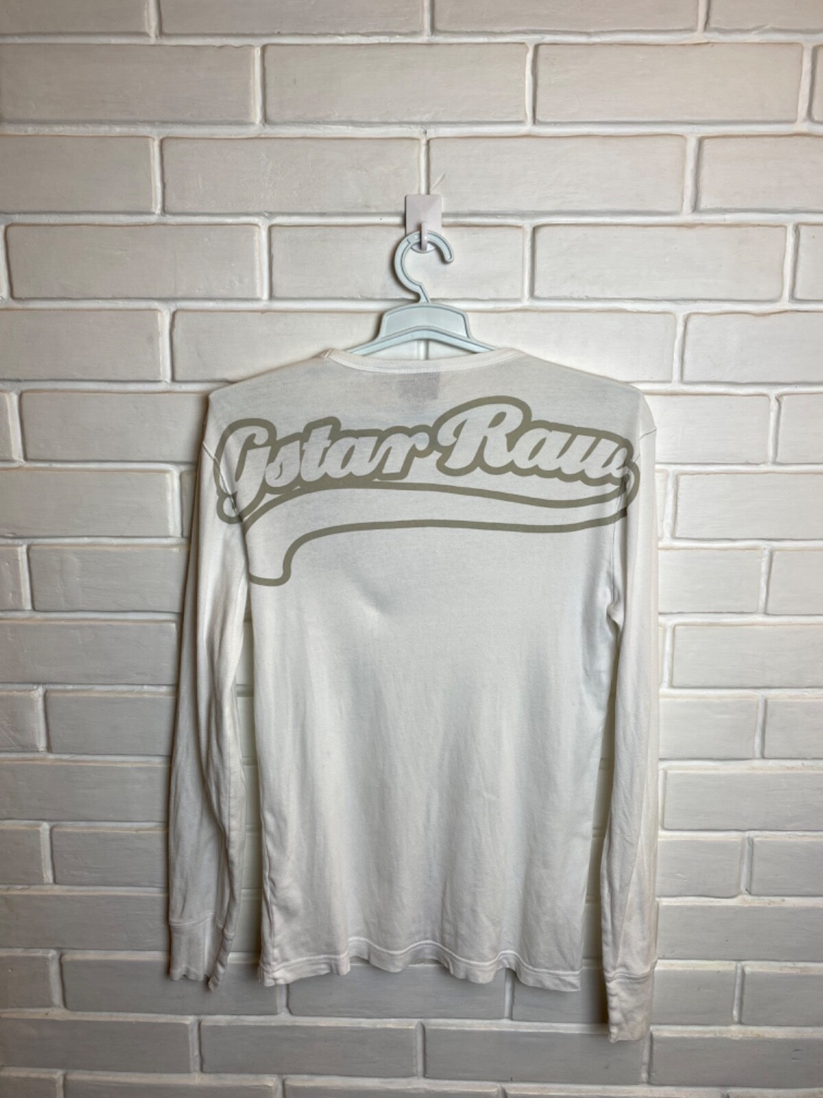 G star Raw Men’s  long sleeve Size L White Very Rare Y2K Big Logo image 9