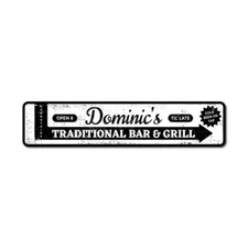 Custom Bar & Grill Sign Traditional Aluminum Metal Wall Decor Plaque Sign