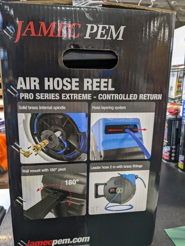 Jamec Pem 20m Air Hose Reel Pro Series - Controlled Return Lock 300psi JA58.5089 - Picture 2 of 3