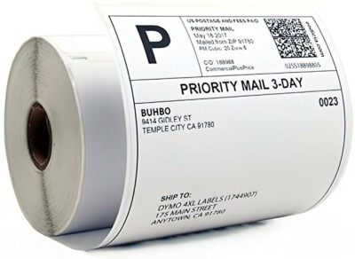 Buhbo 4'' x 6'' White Shipping Labels, one roll of 220 labels