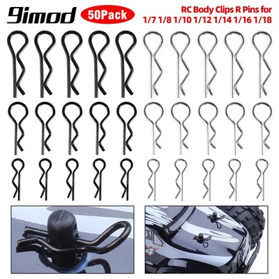 50pcs RC Body Clips Metal R Buckles for 1/7 1/8 1/10 1/12 1/14 1/16 1/18 Car