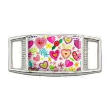 Colorful Hearts Valentines Rectangular Shoe Shoelace Tag Gym Charm
