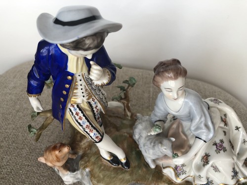 1960 Dresden Porcelain Figurine Couple Fr Horchst 18 Century Mold By JP Melchior - Picture 17 of 23