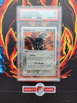Pokemon Karte Aggron Stolloss ex 95/100 EX Sandstorm Sandsturm Holo PSA 7 NM