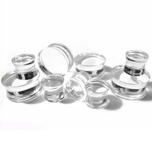0476 Double Flare Saddle Solid Clear Acrylic Ear Plugs 0 Gauge 0G Plugs 8mm 2pcs