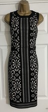 PHASE EIGHT BLACK BEIGE CELTIC PENCIL DRESS UK 10 WORK EVENING OARTY OCCASION