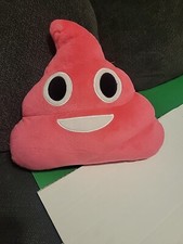 Pile of Poo Emoji Throw Pillow - Poop Face Stuffed Plush Toy Pink