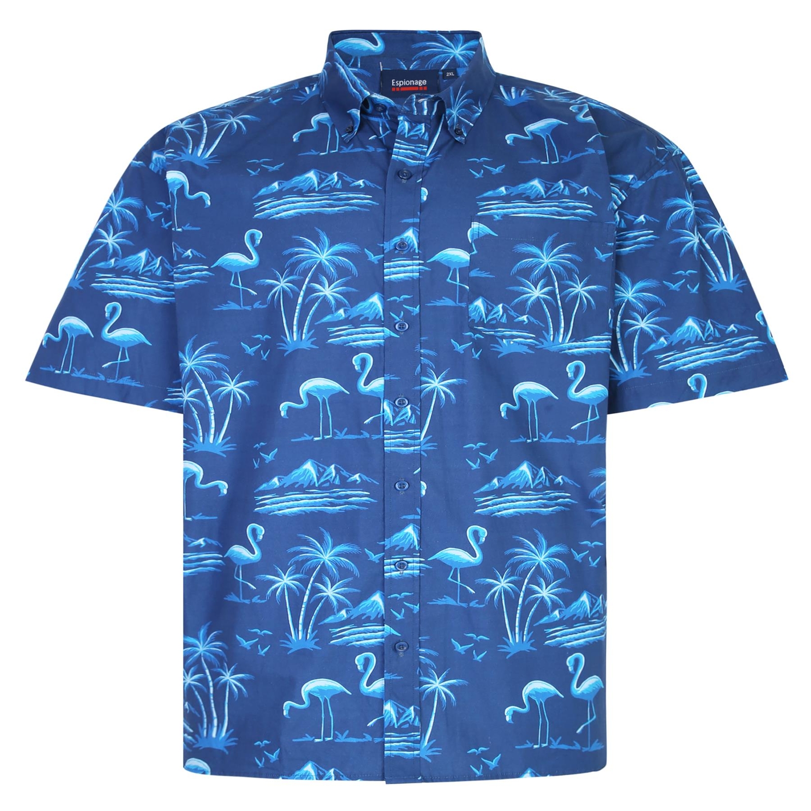 Espionage Hombre Talla Grande Manga Corta Flamenco Estampado Camisa En 2XL-8XL