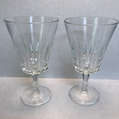 Italian Water Wine Goblets 2 Sorrento Fidenza Vetraria Vertical Cut Vintage .
