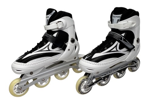 SCALE SPORT INLINE ROLLER SKATES WHITE ADULT SHOE SIZE 8 9 10 11 ADJUSTABLE NEW - Picture 7 of 18