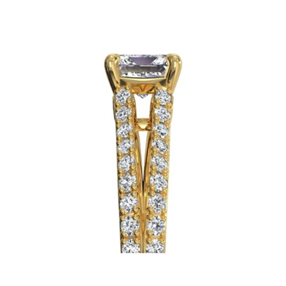 1.05 CT Princess Cut Lab Created Diamond Wedding Ring 14K Solid Yellow Gold Sz 6 - Image 4 of 4