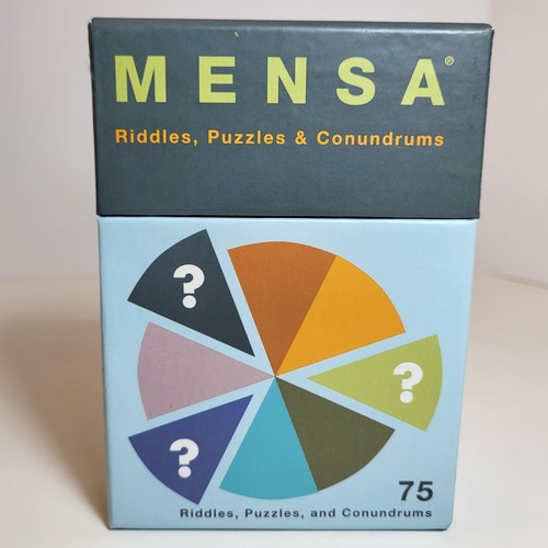 Mensa 75 Riddles Puzzles Conundrums Cards & Answers In Box 2003 Chronicle Books