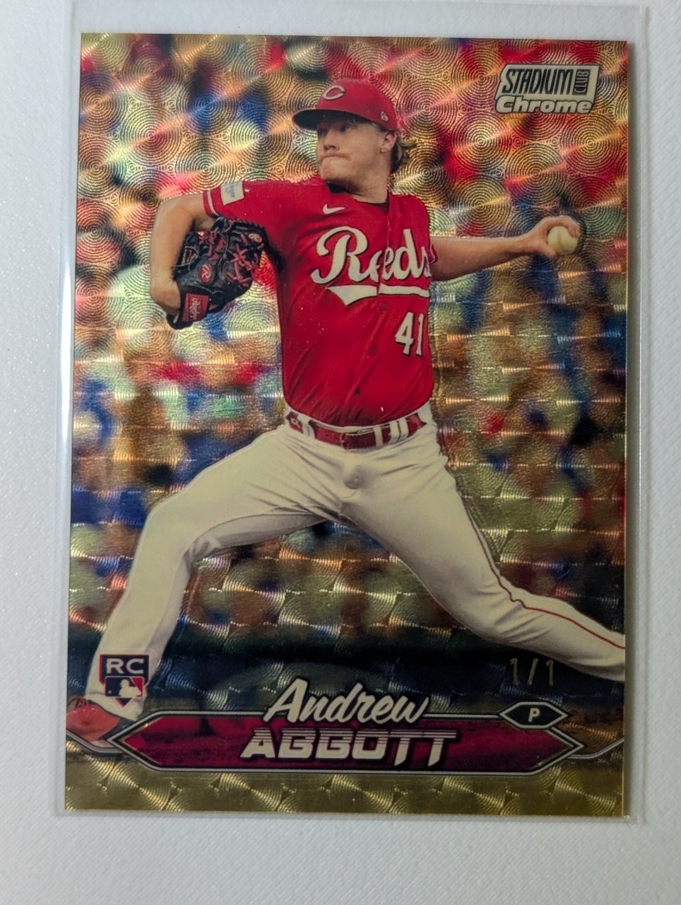 2024 Topps Stadium Club Chrome Andrew Abbott Rookie Superfractor 1/1 #53 view 1