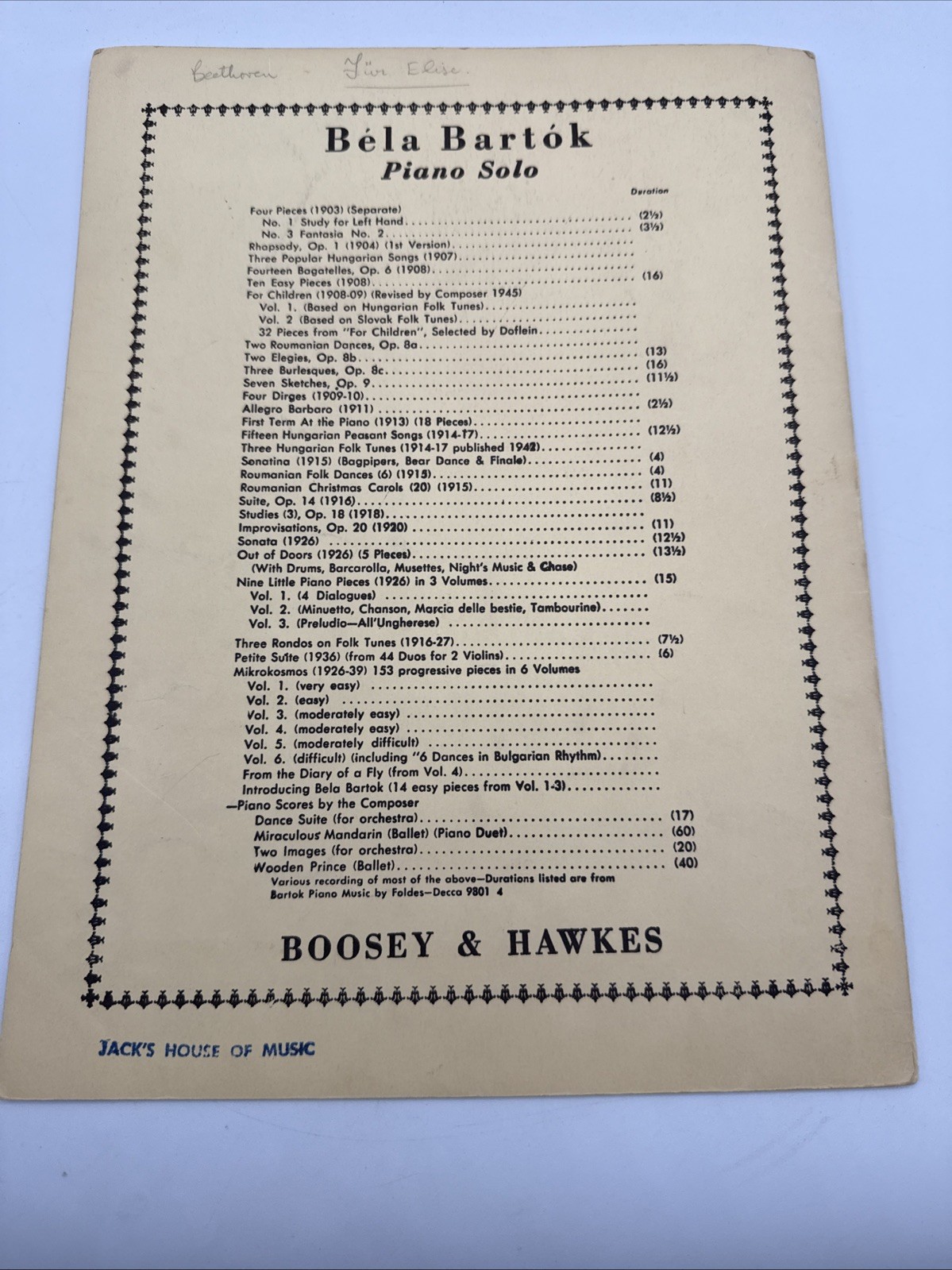 Rumanian Folk Dances di Bela Bartok Pianoforte Solo Spartiti Boosey & Hawkes 1945 foto 2