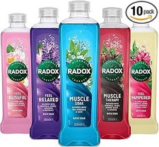Radox Bath Soak Bubble Bath for Women - Mixed Pack of 10 Bottles (3 Muscle Soak