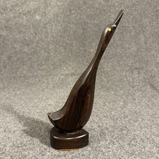 Vintage Hand Carved Wooden Crane Heron Wild Bird Decor Mid Century 11&rdquo; USA