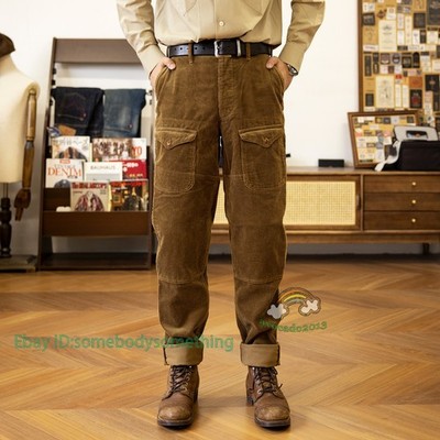 Red Tornado Men's Autumn/Winter Lumberjack Vintage Heavy Corduroy Work Pants