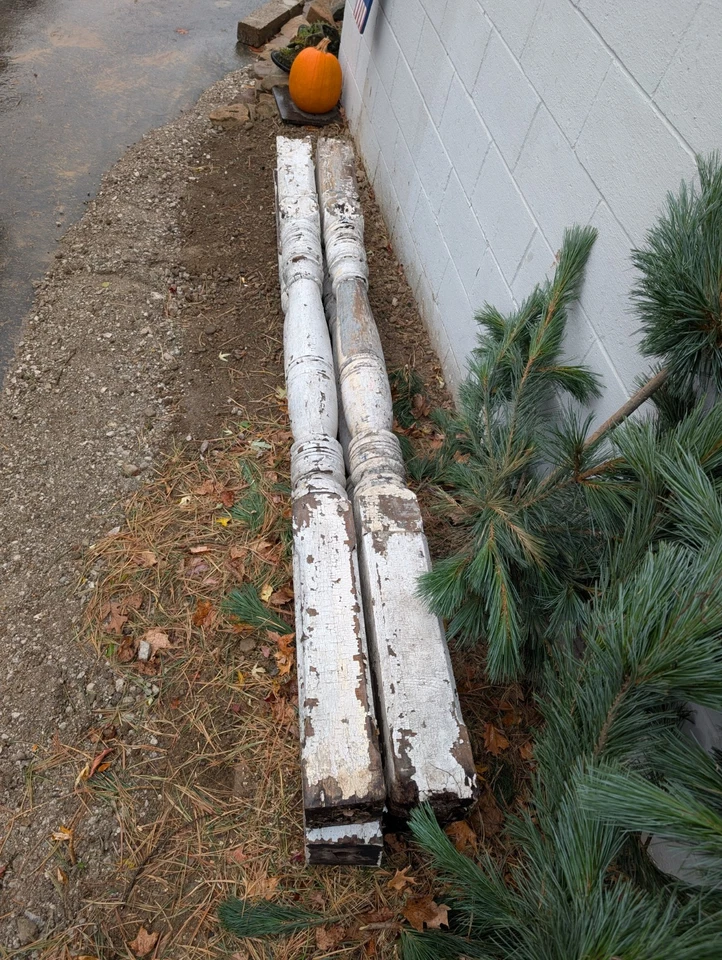 四 (4) 103 英寸长木质芯片白色油漆门廊柱 — 第 4/4 张图片