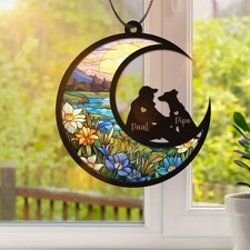 Custom Pet Man Memorial Suncatcher Dog Loss Sympathy Dog Dad Gift