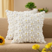 Spring Summer Pillow Covers 20x20 inch Set of 2 Farmhouse Decor Yellow Flower...