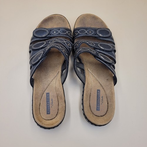 Sandalias Clarks Leisa Cacti Talla 6.5 Negras Cómodas Gancho y Lazo Sin Cordones - Imagen 5 de 6