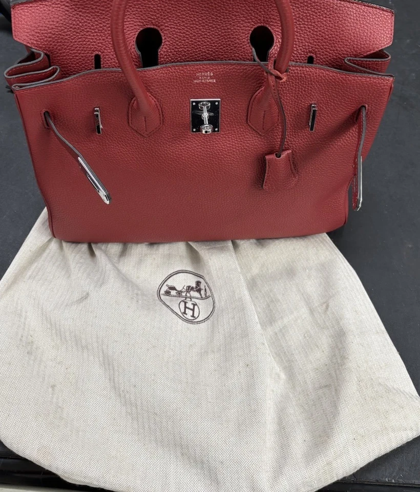 Herrajes 100% Auténticos Hermès Birkin 35 Cuero Plata Foto 3 de 4
