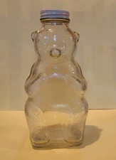 ●Bouteille vintage en verre sirop ours banque verre écusson neige masse 7 1/4 po