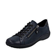 Remonte D1E03-14 Ladies Wide Navy Leather Water Resistant Zip & Lace Shoes