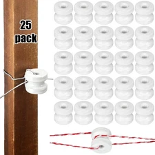25 Pcs WP36 Corner Post Ceramic Fence Insulator Electric White Circular Donut...