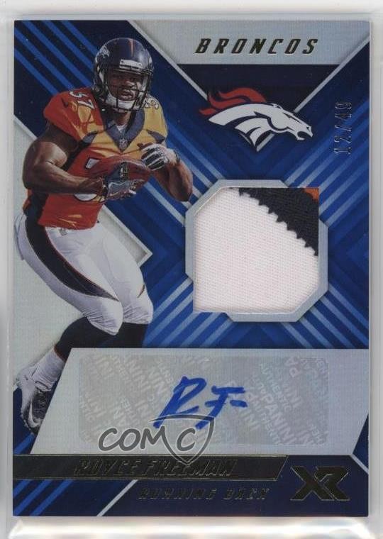 2018 Panini XR Rookie Swatch Blue 12/49 Royce Freeman #RSA24 Auto RC 15g5