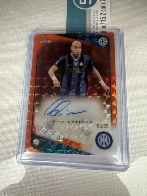 2025-26 Topps Chrome UEFA Club Competitions Adriano Orange Geometric Auto /25