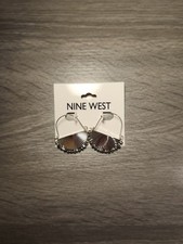 Nine West Silver Beaded Semicircle Earrings - Perfect for Partywear
