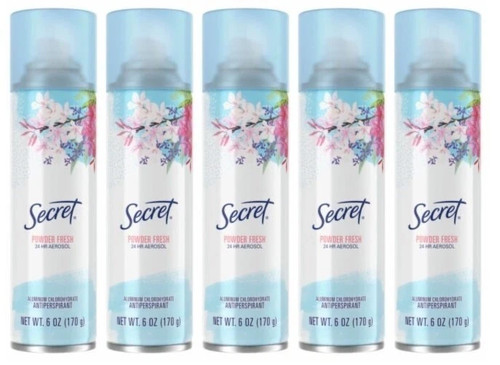 5 PACK Secret POWDER FRESH 24HR Aerosol Antiperspirant Deodorant Spray 6oz