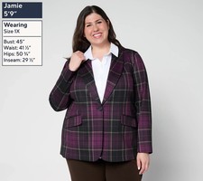 Tailored by Susan Graver Reg Printed Ponte Shawl Collar Blazer Size XS