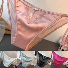 Lace Up Briefs Silk Satin Underwear Lace Up Lingerie Nightwear Panties