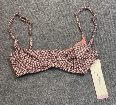Luma Gottex Bikini Swim Top Women Size 12 Retro Pink Brown Underwire NEW