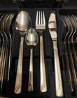 VTG Bestecke Solingen 70pc 18/10 Stainless Gold Accented Flatware Set & Case — photo 3