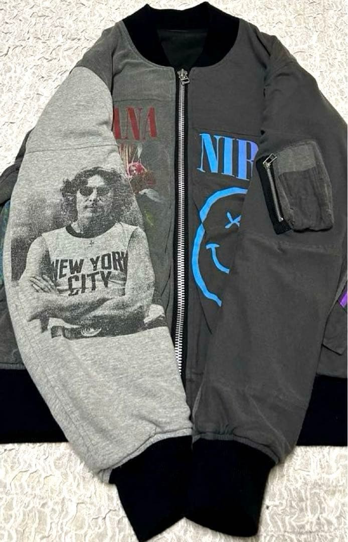 OLDPARK Nirvana Flight Jacket Tee Patchwork Rewor… - image 6