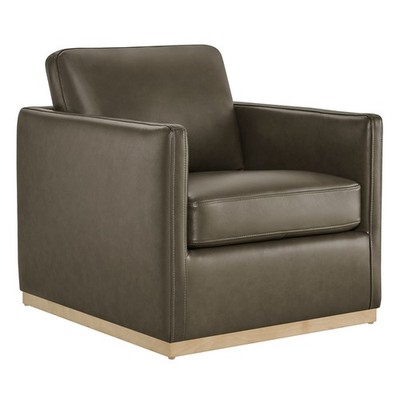 CHITA Genuine Leather Swivel Accent Chair, FSC Certified Modern Arm Chair