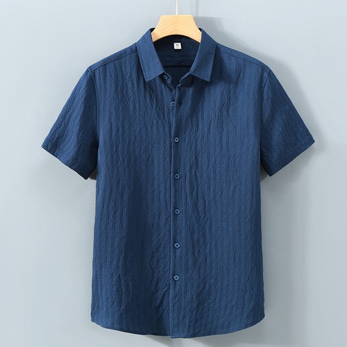 Summer Men Shirt Casual Loose Cotton Breathable Short Sleeved T Shirt - Picture 17 of 20
