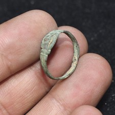 Authentic Ancient Eastern Roman Bronze Ring with Green Earthly Encrustation